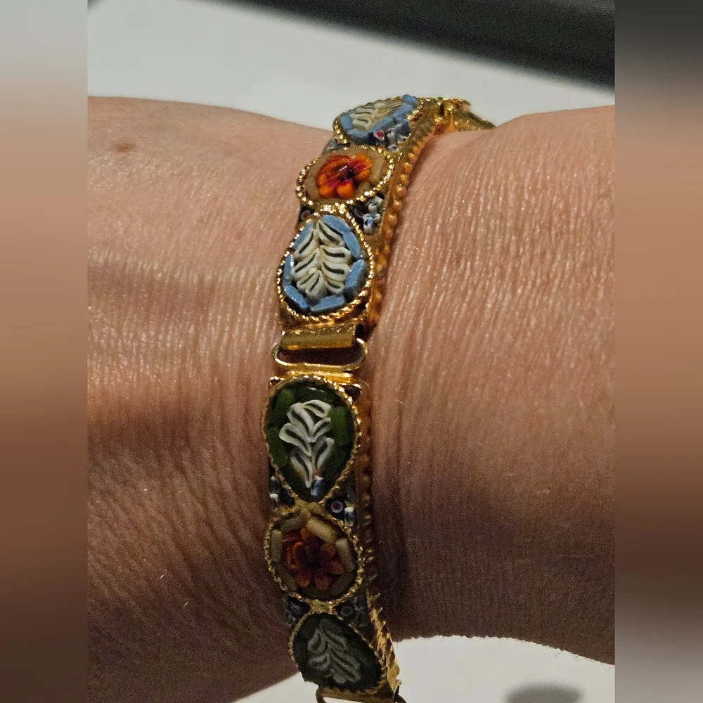 Vintage Italian Micro Mosaic Panel bracelet - Picture 1 of 9